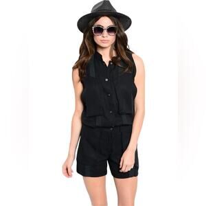 S-Twelve Boho Beach Twill Canvas Cargo Safari Sleeveless Romper Size Large